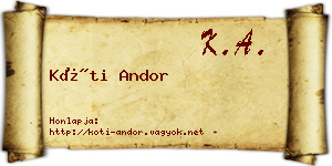 Kóti Andor névjegykártya