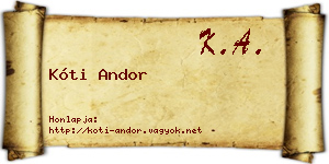 Kóti Andor névjegykártya